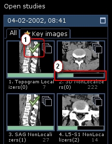 Το σημάδι ελέγχου υποδεικνύει εικόνες που έχουν προβληθεί. Η γραμμή προόδου εμφανίζεται κάτω από εικόνες που δεν έχουν προβληθεί εξ ολοκλήρου