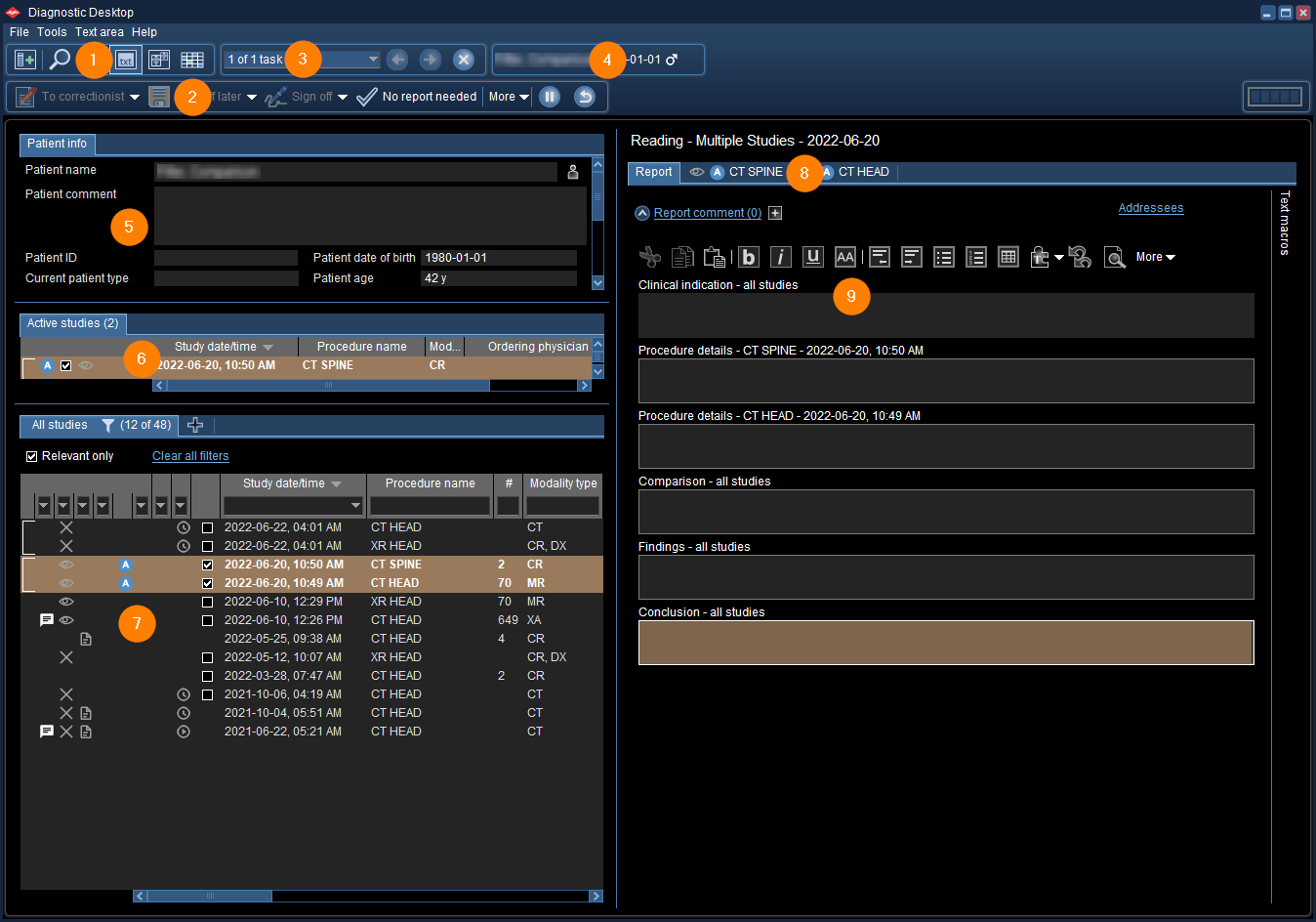 Περιοχή κειμένου με αριθμημένες επεξηγήσεις