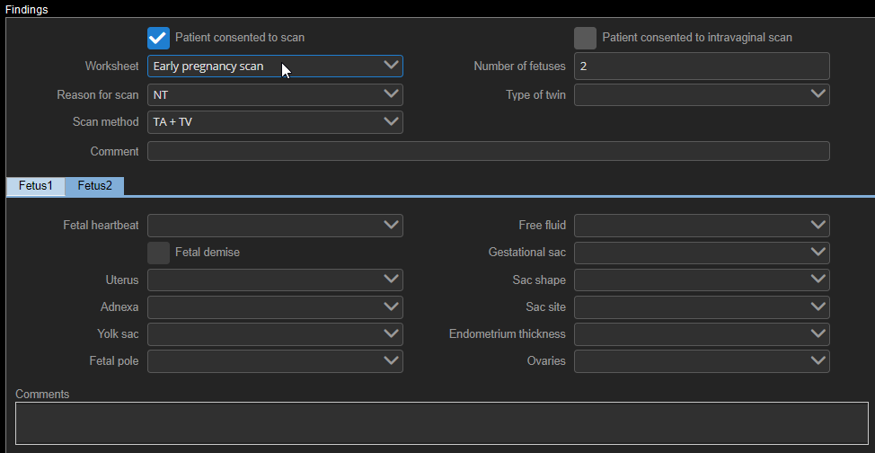 Περιοχή κειμένου που εμφανίζει την αναφορά ακριβείας για τον υπέρηχο OB-GYN.