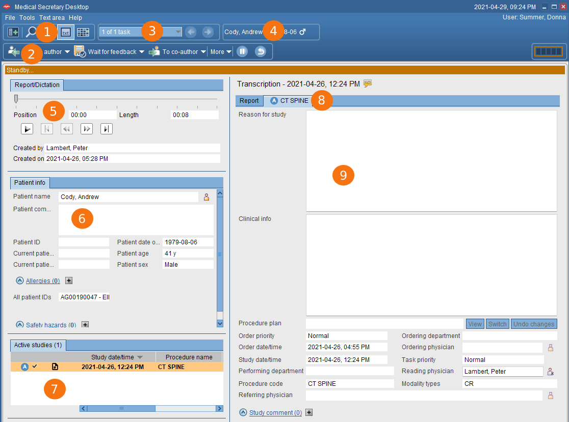 Περιοχή κειμένου με αριθμημένες επεξηγήσεις