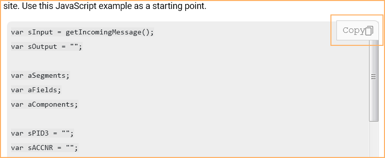Σελίδα οδηγίες με εντολή κώδικα και αντιγραφής