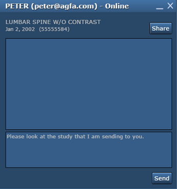 Παράθυρο συνομιλίας "Στάλθηκε σύνδεση (link) για κοινή χρήση εξέτασης σε έναν παραλήπτη"